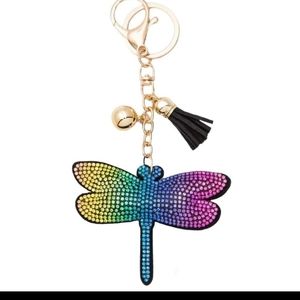 Fashion Jewelry Multi-Color Rhinestone Puffy Dragonfly Purse Charm|Key Ring